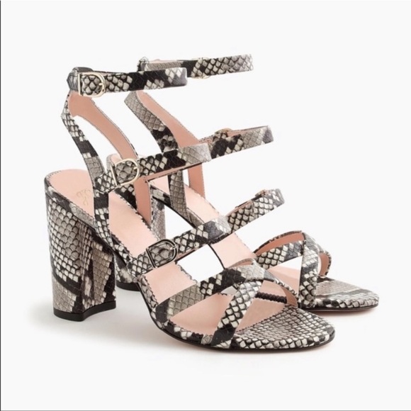 J. Crew Shoes - J. Crew Buckled Strappy Snakeskin Heeled Sandals size 8 like new no flaws